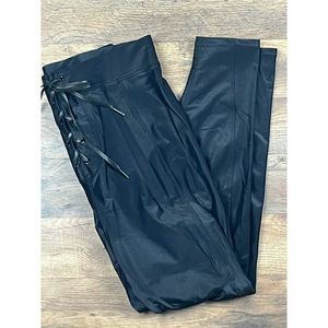 Good American Black Pleather Pants With Tie Closure‎ Size 3
